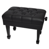 Crown Deluxe Skirted & Tufted Hydraulic Height Adjustable Piano Bench (Black)